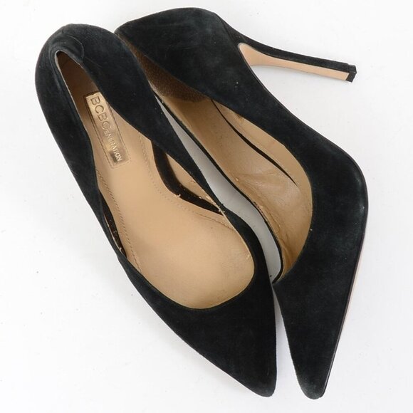 BCBGeneration Black Suede Pointy Toe Stiletto Slip-on Heels Women's 8.5 - Picture 1 of 8